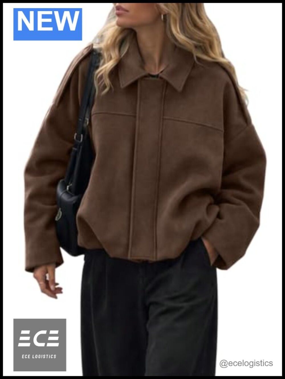 Faux Suede Bomber Jacket Oversized Batwing Sleeve Zip Up Fall Coat